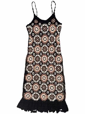 Y2K Vintage Crochet Midi-Maxi Granny Knit Dress